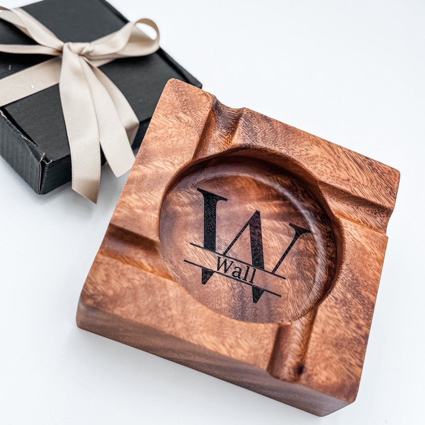 Engraved Wood Cigar Ashtray | Personalized Whiskey Lounge Gift for Him | Custom Men’s Gift, Groomsmen, or Bar Cart Accessory - Embellish My Heart