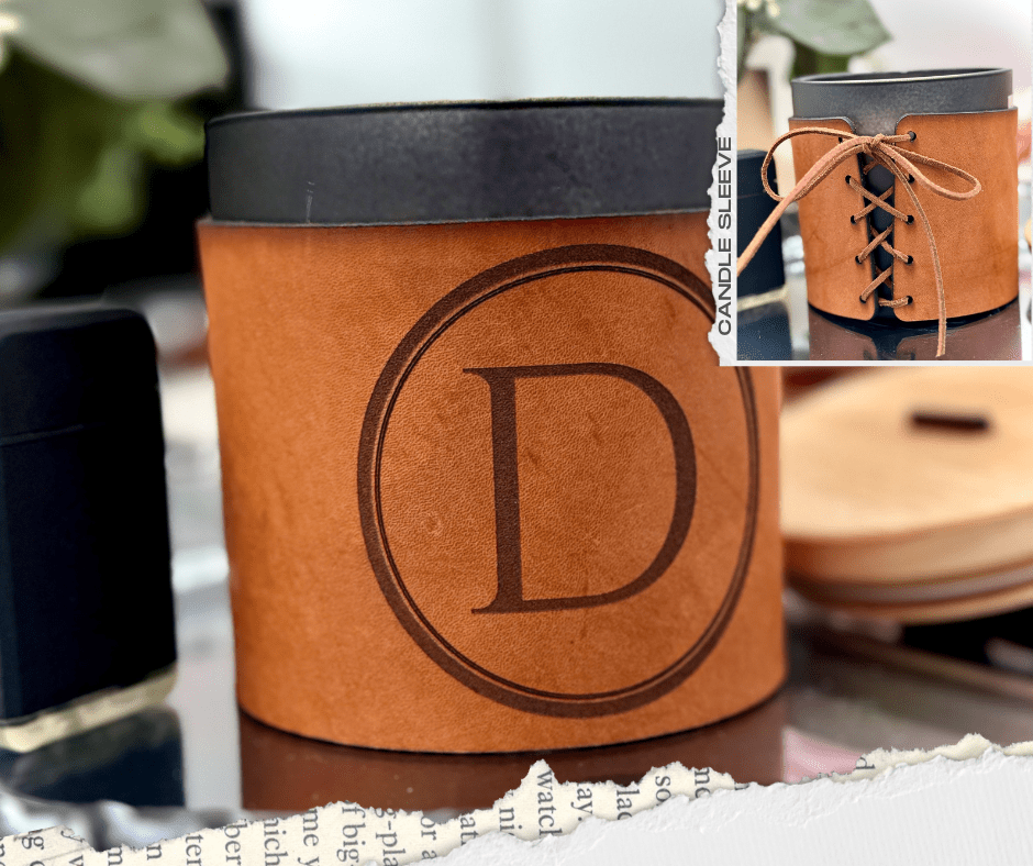 Genuine Leather Custom Candle Sleeve – Fits most 3 - Wick Candles, Candle Wrap, Candle Cover - Embellish My Heart