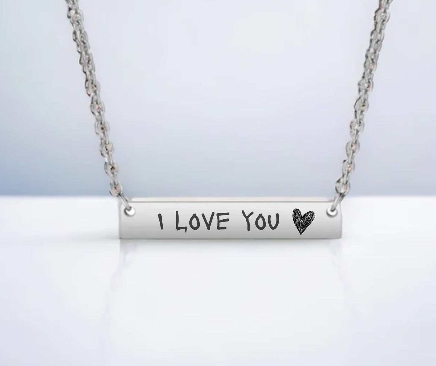 Handwritten Message Horizontal Bar Stainless Steel Necklace - Embellish My Heart