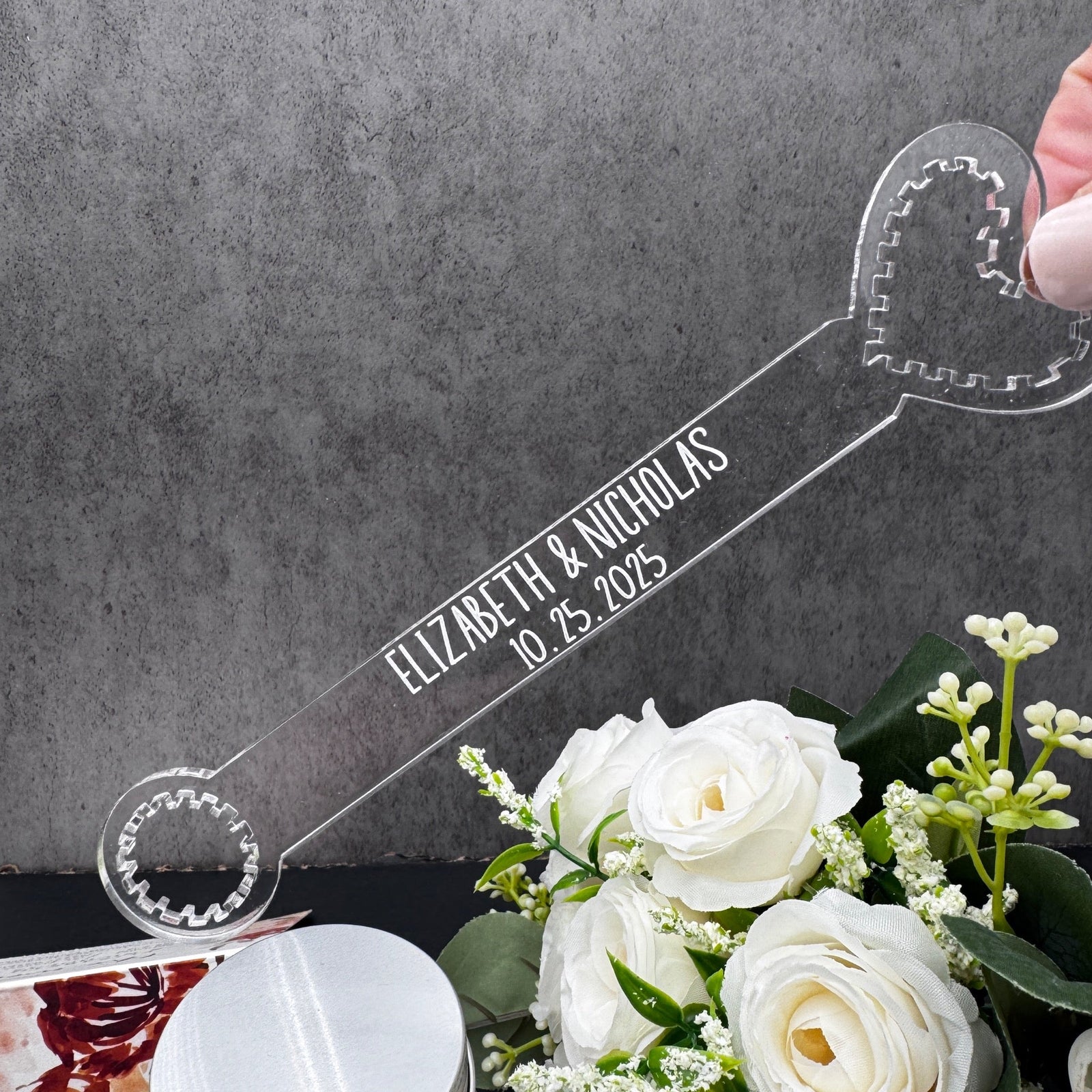 Personalized Acrylic Heart Bubble Wand – Custom Engraved Wedding Favor for Ceremony Send - Off - Embellish My Heart